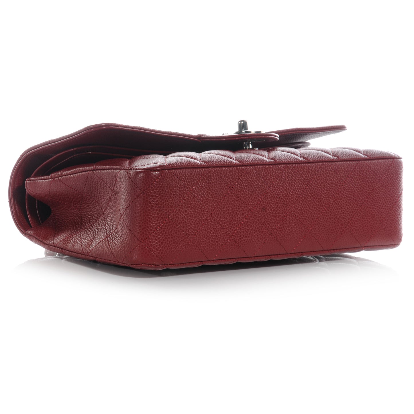 Caviar Quilted Medium Double Flap Red