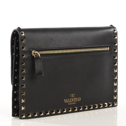 Valentino Garavani Nappa Rockstud Flip Lock Wristlet Clutch Black 3 of 7