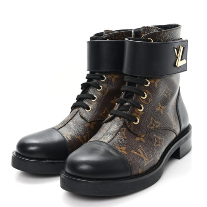 Louis Vuitton Calfskin Monogram Wonderland Flat Ranger Boots 38 Black 4 of 10
