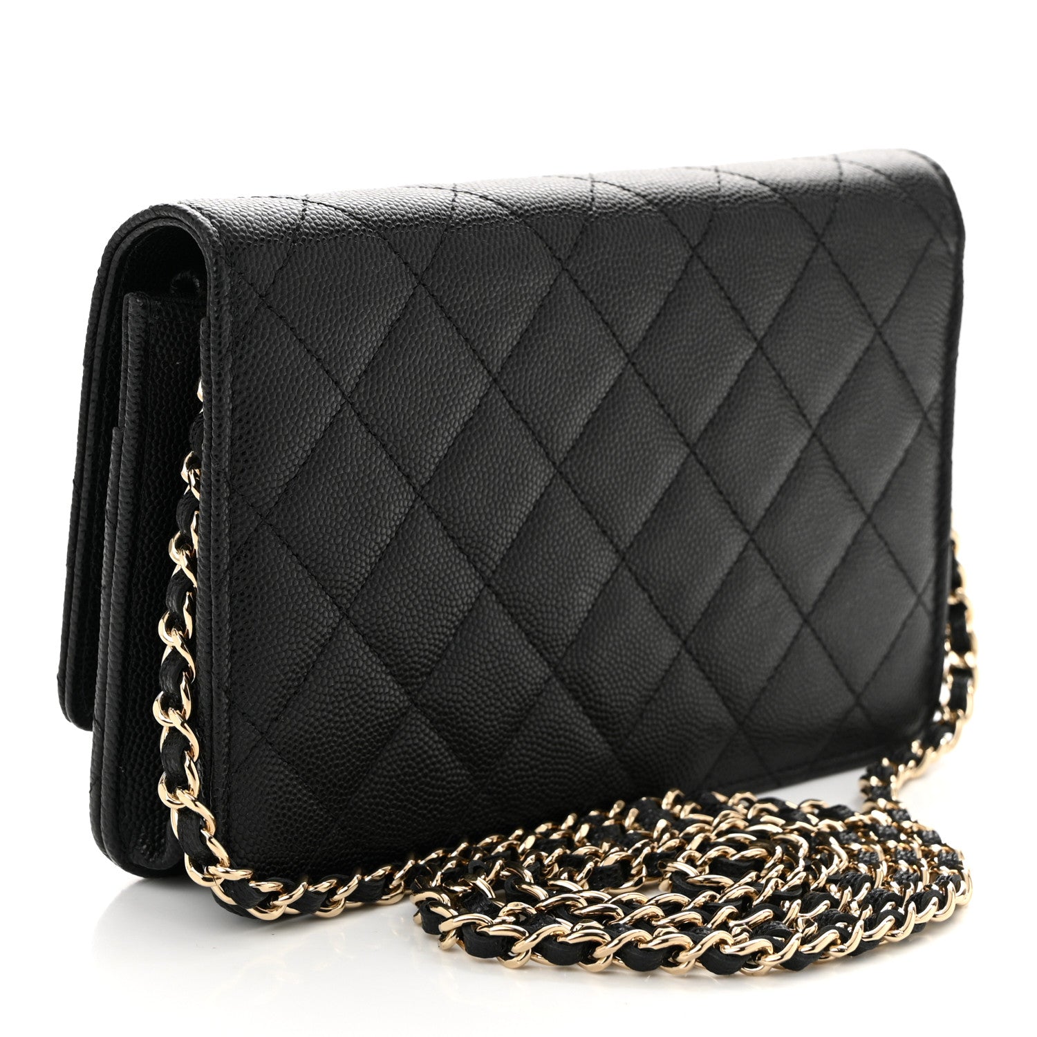 Chanel Caviar Quilted Crystal CC Wallet On Chain WOC Black 3 of 11