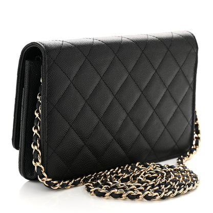 Chanel Caviar Quilted Crystal CC Wallet On Chain WOC Black 3 of 11