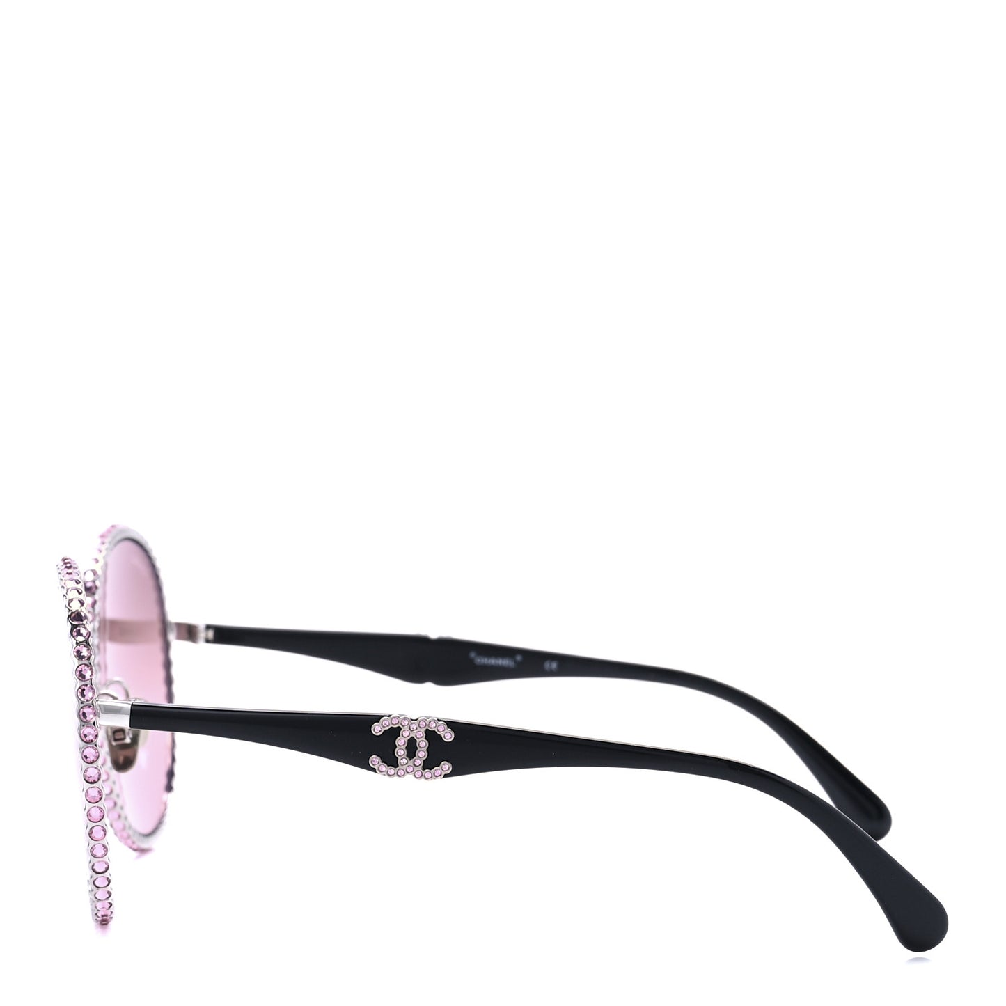 Metal Strass Round Sunglasses 71430 Black Pink