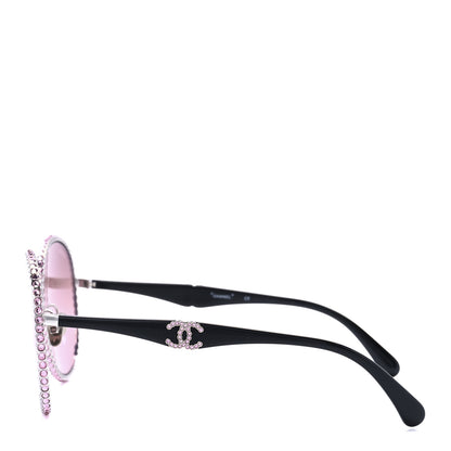 Chanel Metal Strass Round Sunglasses 71430 Black Pink 3 of 7