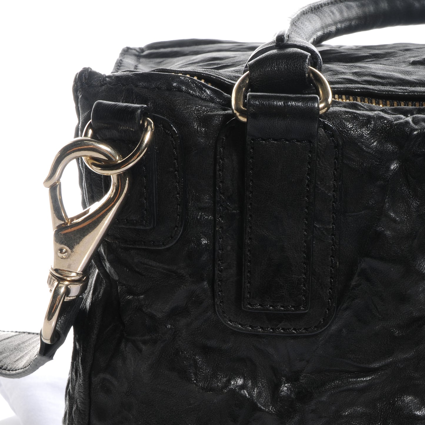 Tumbled Sheepskin Medium Pandora Bag Black