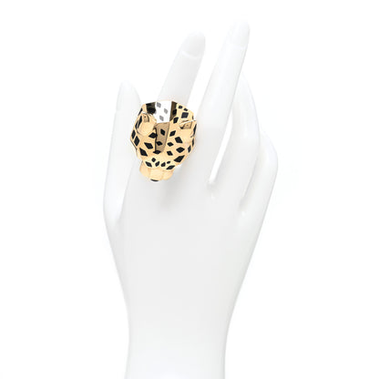 Cartier 18K Yellow Gold Peridot Black Onyx Black Lacquer Panthere De Cartier Ring 57 8 3 of 5