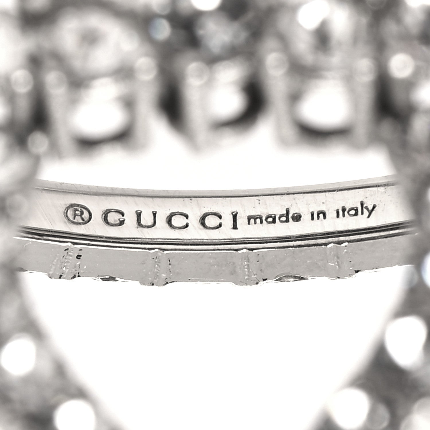 Gucci Metal Crystal Interlocking G Flower Ring M Silver 4 of 5