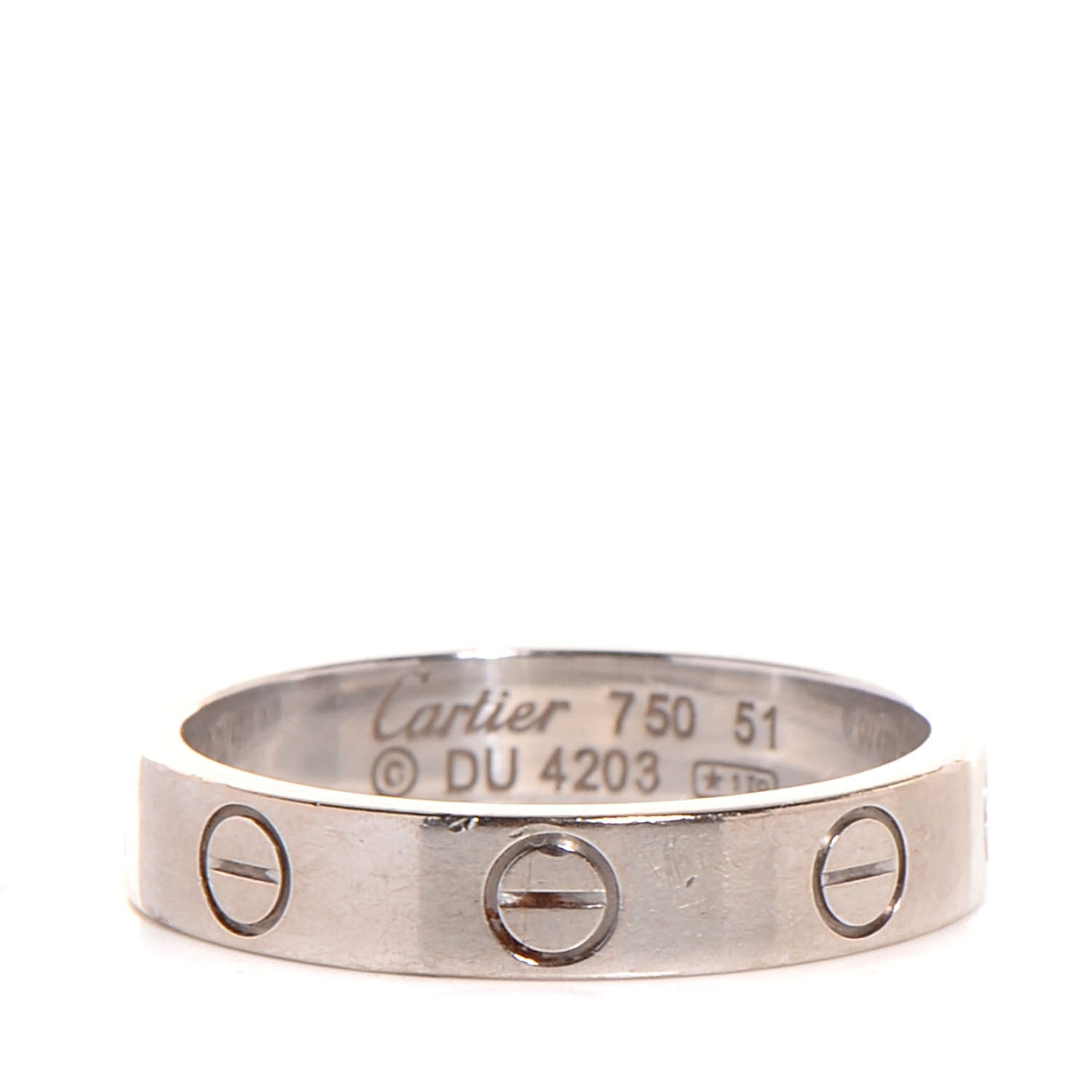 Cartier 18K White Gold 4mm LOVE Wedding Band Ring 51 5.75 1 of 5