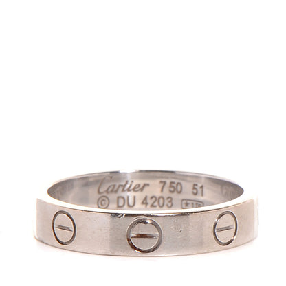 Cartier 18K White Gold 4mm LOVE Wedding Band Ring 51 5.75 1 of 5