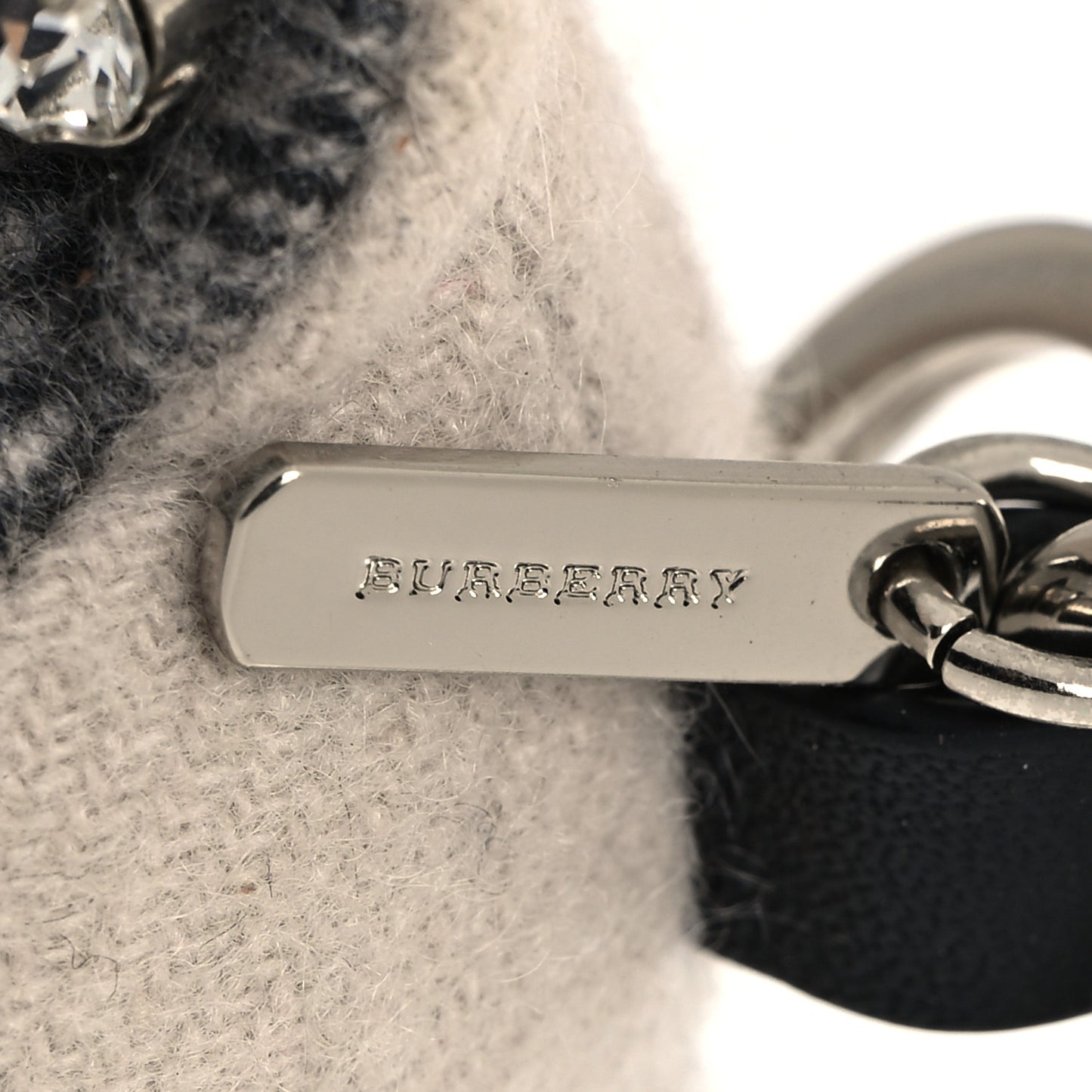 Thomas Sequin Trench Teddy Bear Keychain Charm Silver