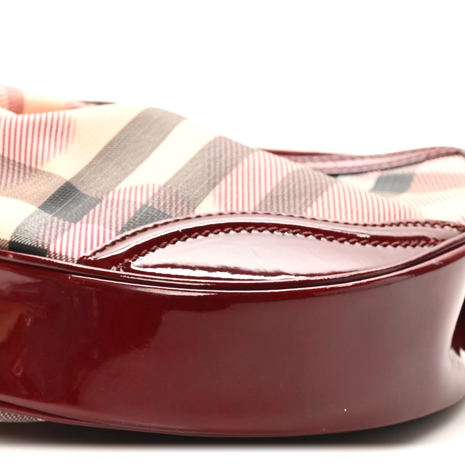 Burberry Patent Nova Check Heart Hobo Berry Red 9 of 9