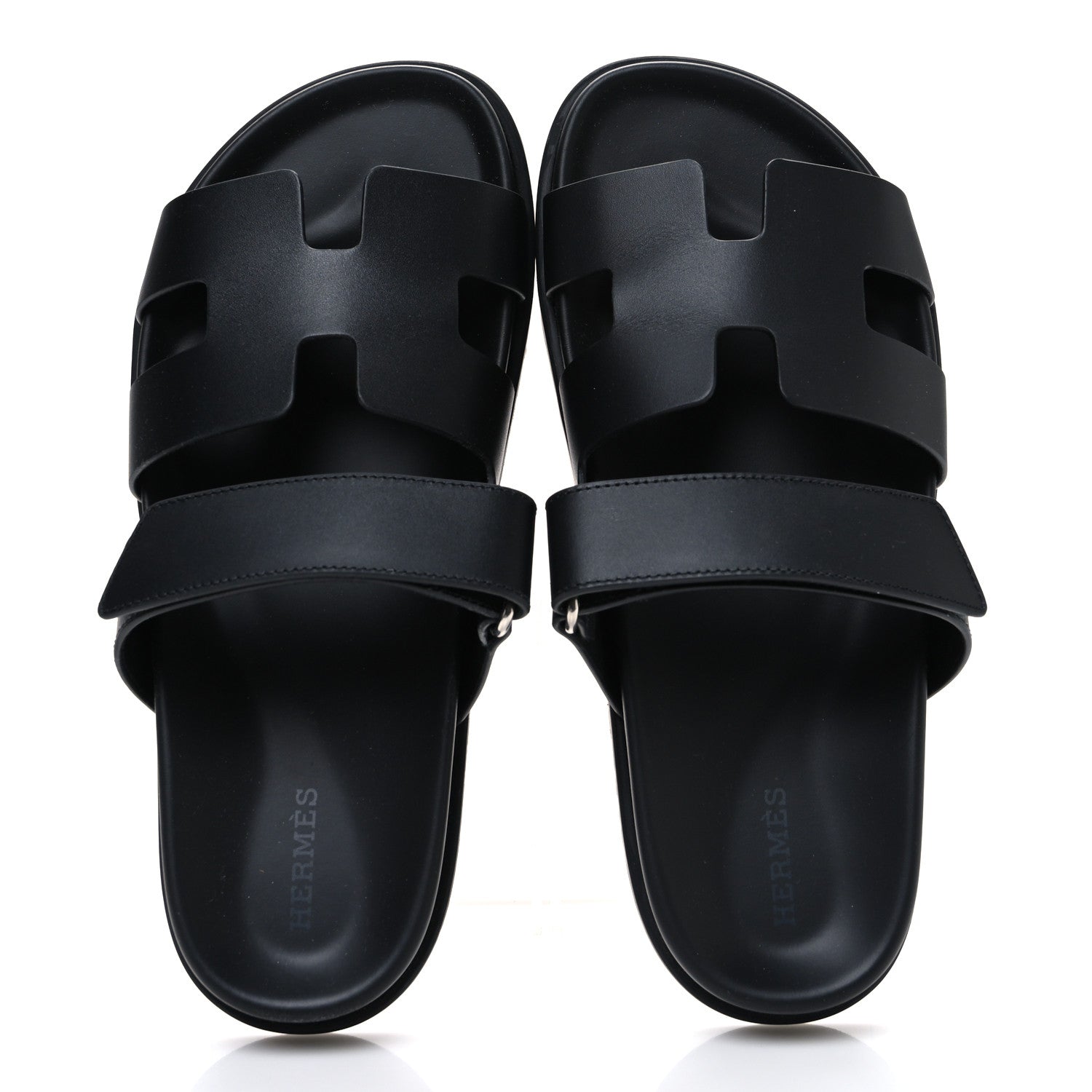 Hermes Calfskin Womens Chypre Sandals 38.5 Black 2 of 12