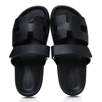 Hermes Calfskin Womens Chypre Sandals 38.5 Black 2 of 12