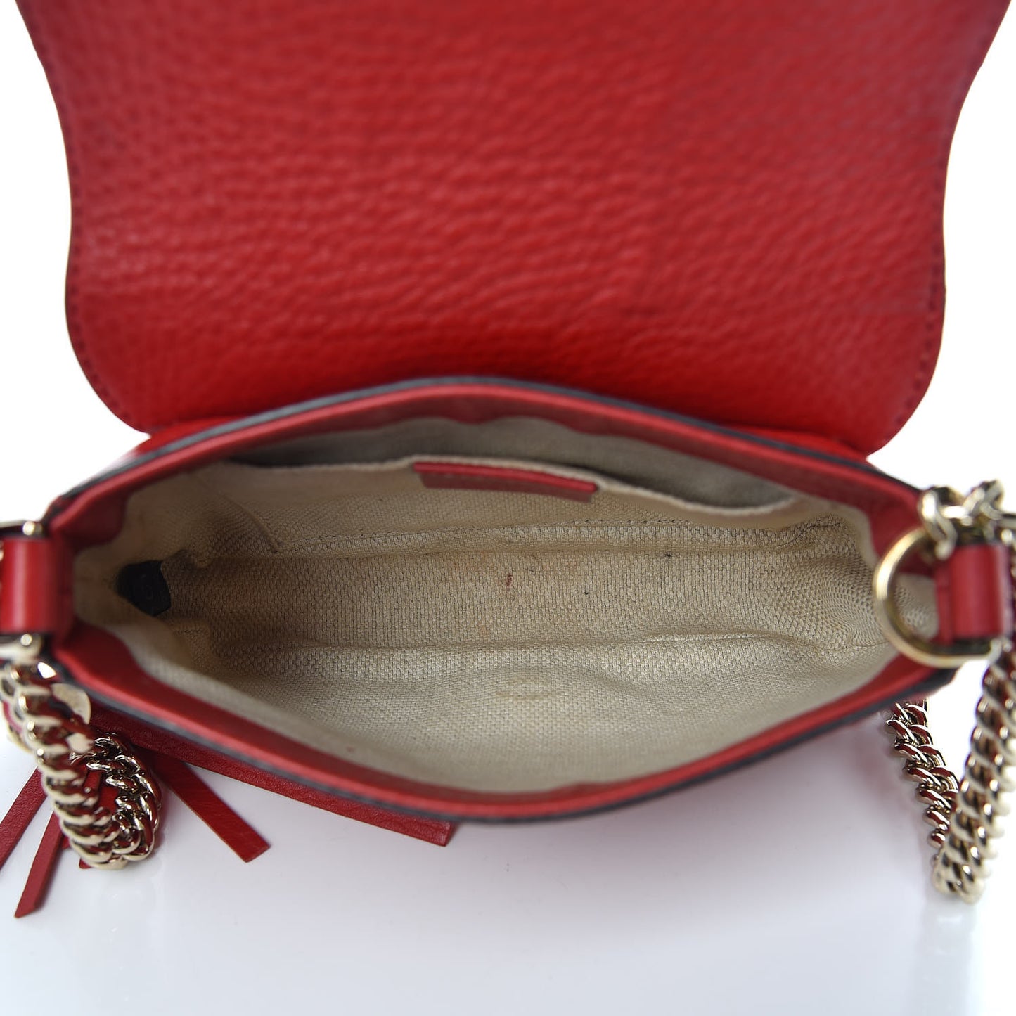 Pebbled Calfskin Small Soho Flap Crossbody Red
