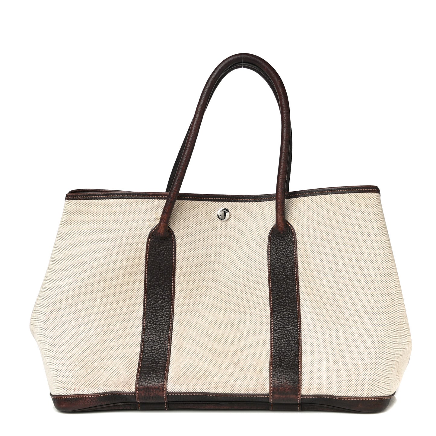 Buffle Sindhu Toile Garden Party 36 MM Tote Marron Fonce