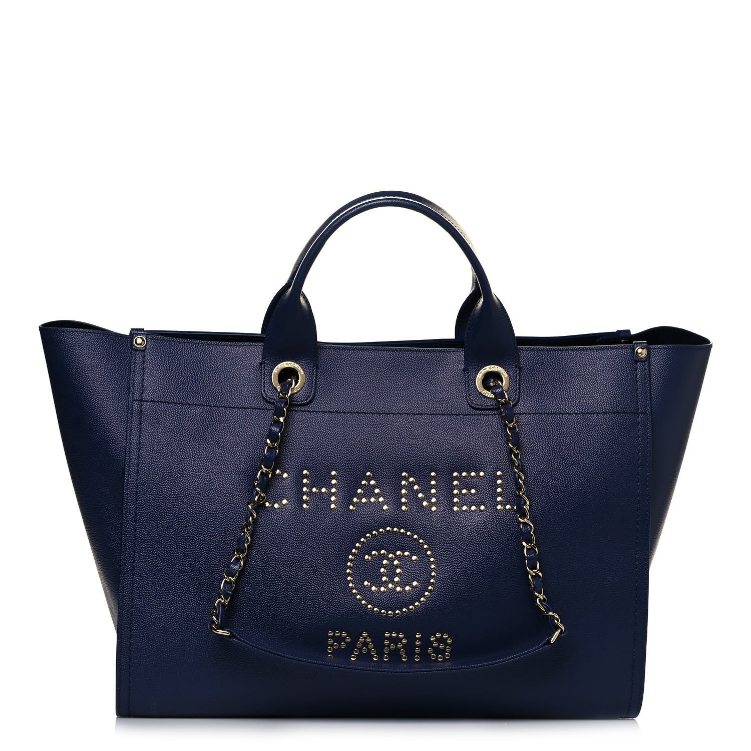 Chanel Caviar Small Studded Deauville Tote Navy 1 of 10