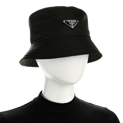 Prada Re-Nylon Metal Triangle Logo Mens Bucket Hat S Tundra 2 of 8
