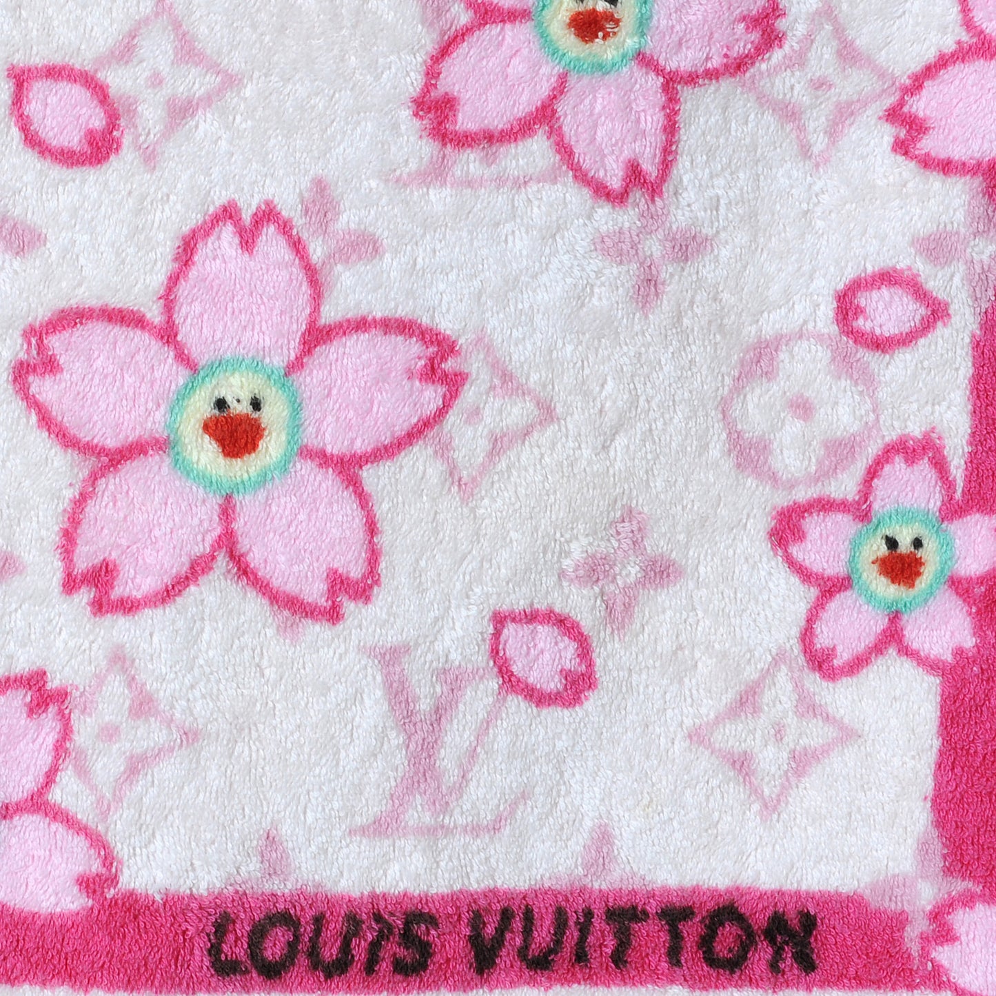 Cotton Monogram Cherry Blossom Towel Pink