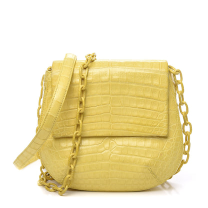 Nancy Gonzalez Crocodile Round Flap Top Crossbody Yellow 1 of 13