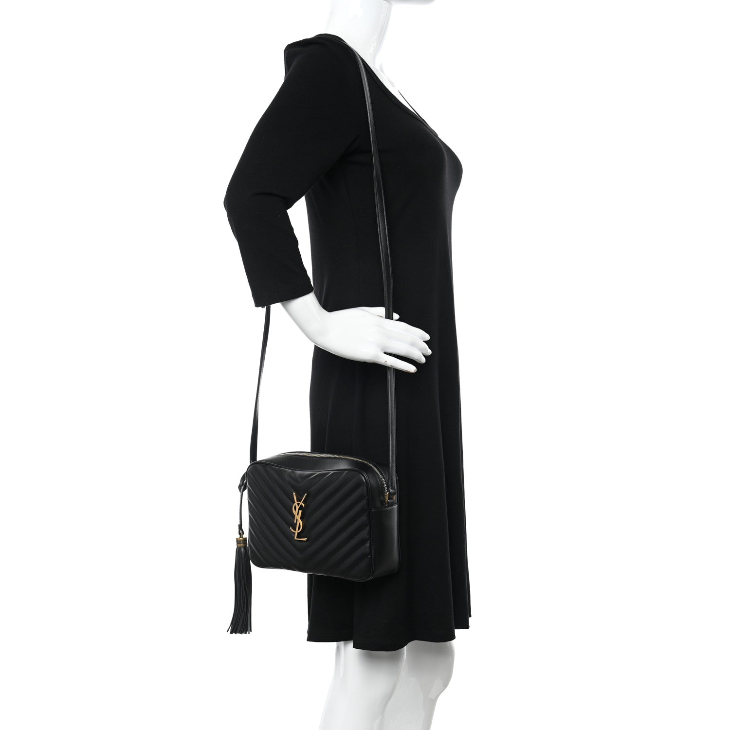 Saint Laurent Calfskin Matelasse Monogram Lou Camera Bag Black 2 of 10
