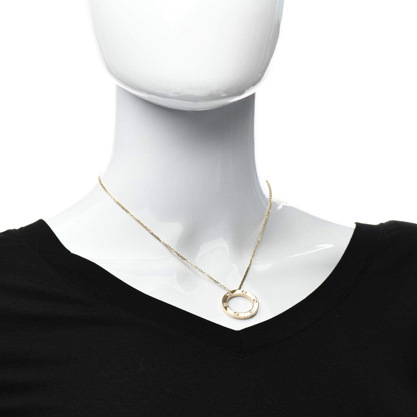 18K Yellow Gold 3 Diamonds LOVE Pendant Necklace