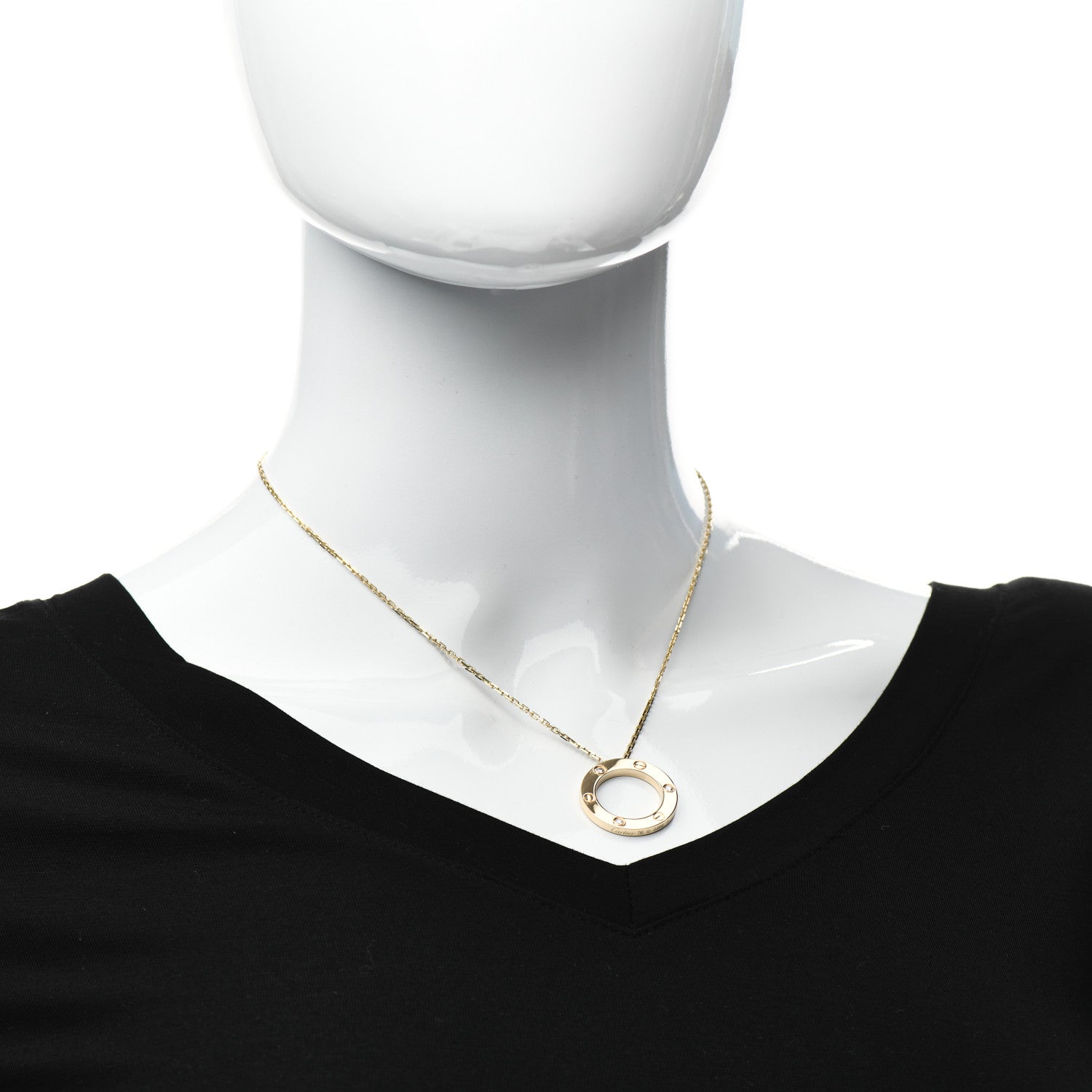 Cartier 18K Yellow Gold 3 Diamonds LOVE Pendant Necklace 2 of 5