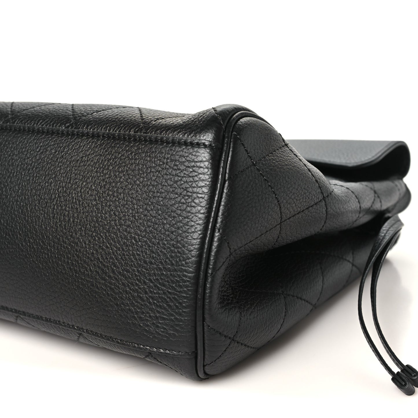 Grained Calfskin Stitched Urban Essentials Large Shopping Bag Black