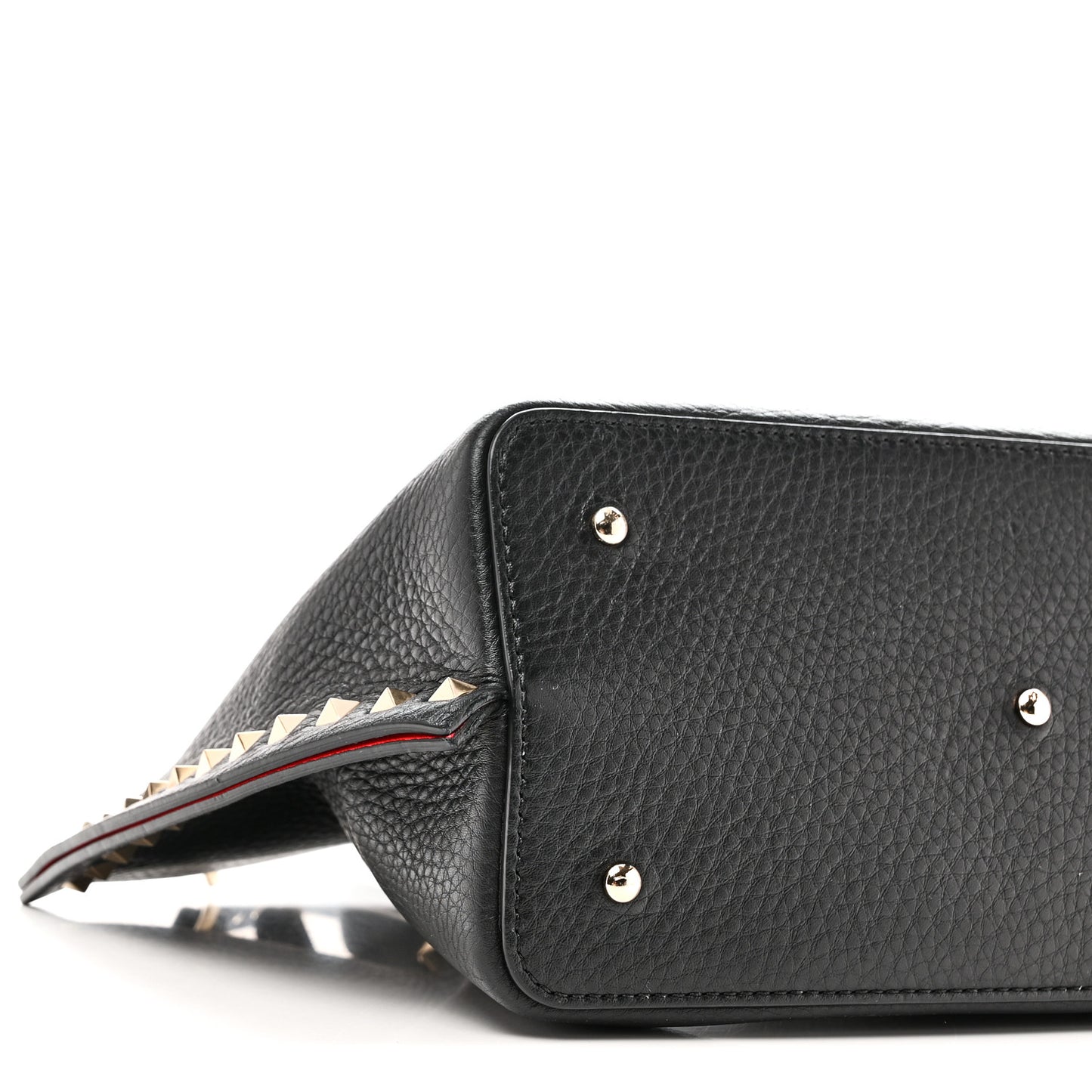 Pebbled Calfskin Small Rockstud Crossbody Tote Black