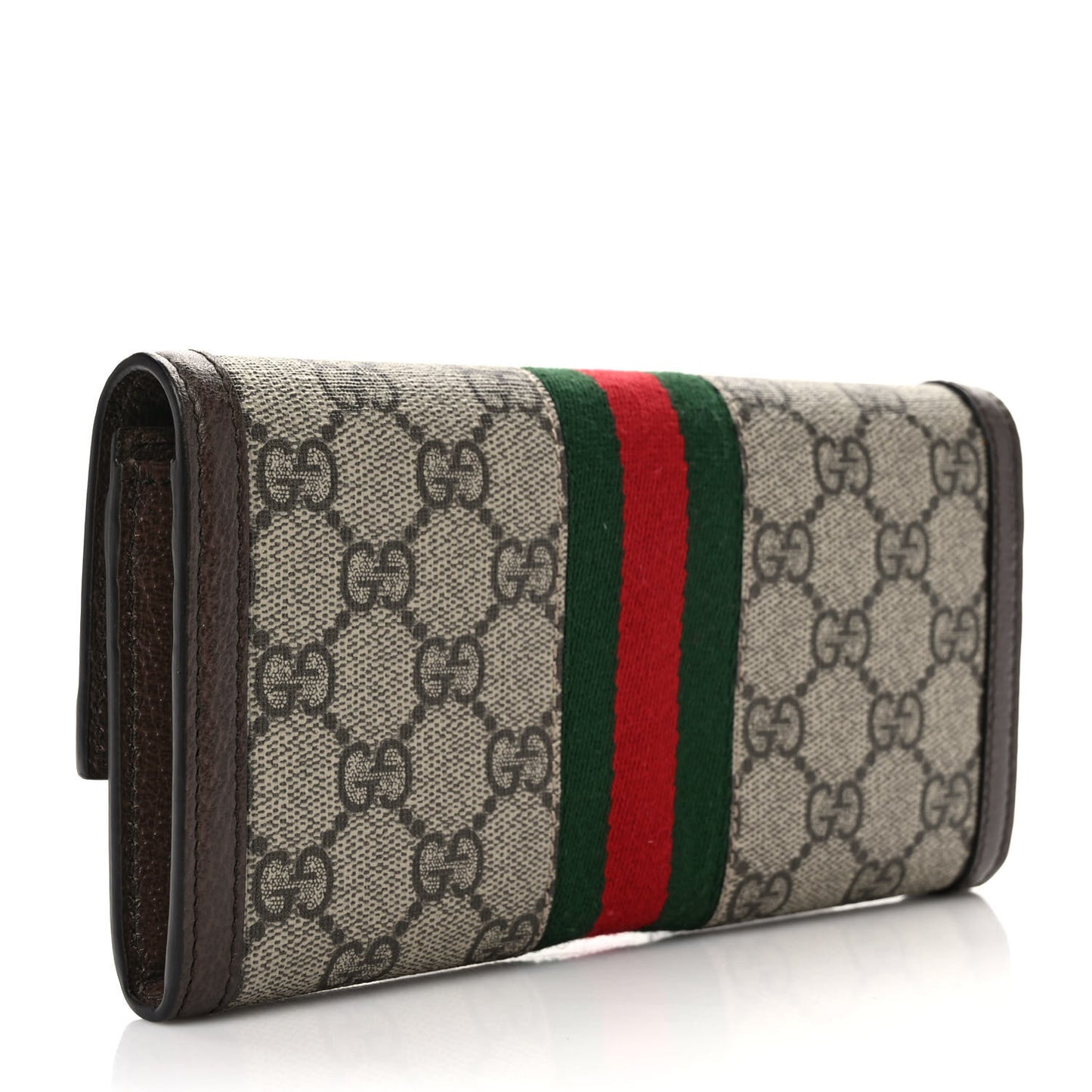 GG Supreme Monogram Web Ophidia Continental Wallet Brown
