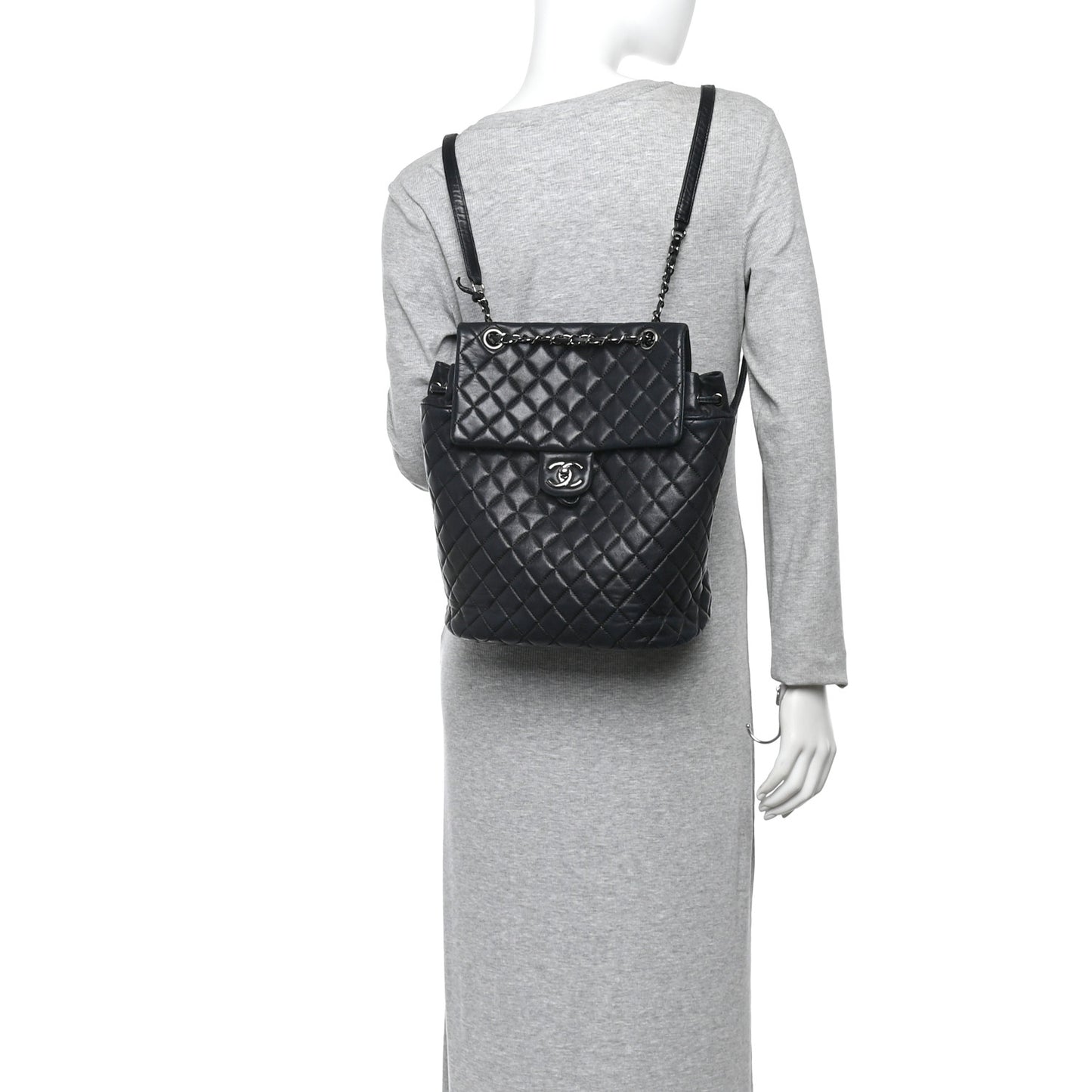 Calfskin Quilted Small Urban Spirit Backpack Black