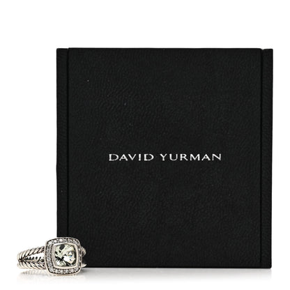 David Yurman Sterling Silver Diamond Prasiolite 7mm Petite Albion Ring 52 6 6 of 6
