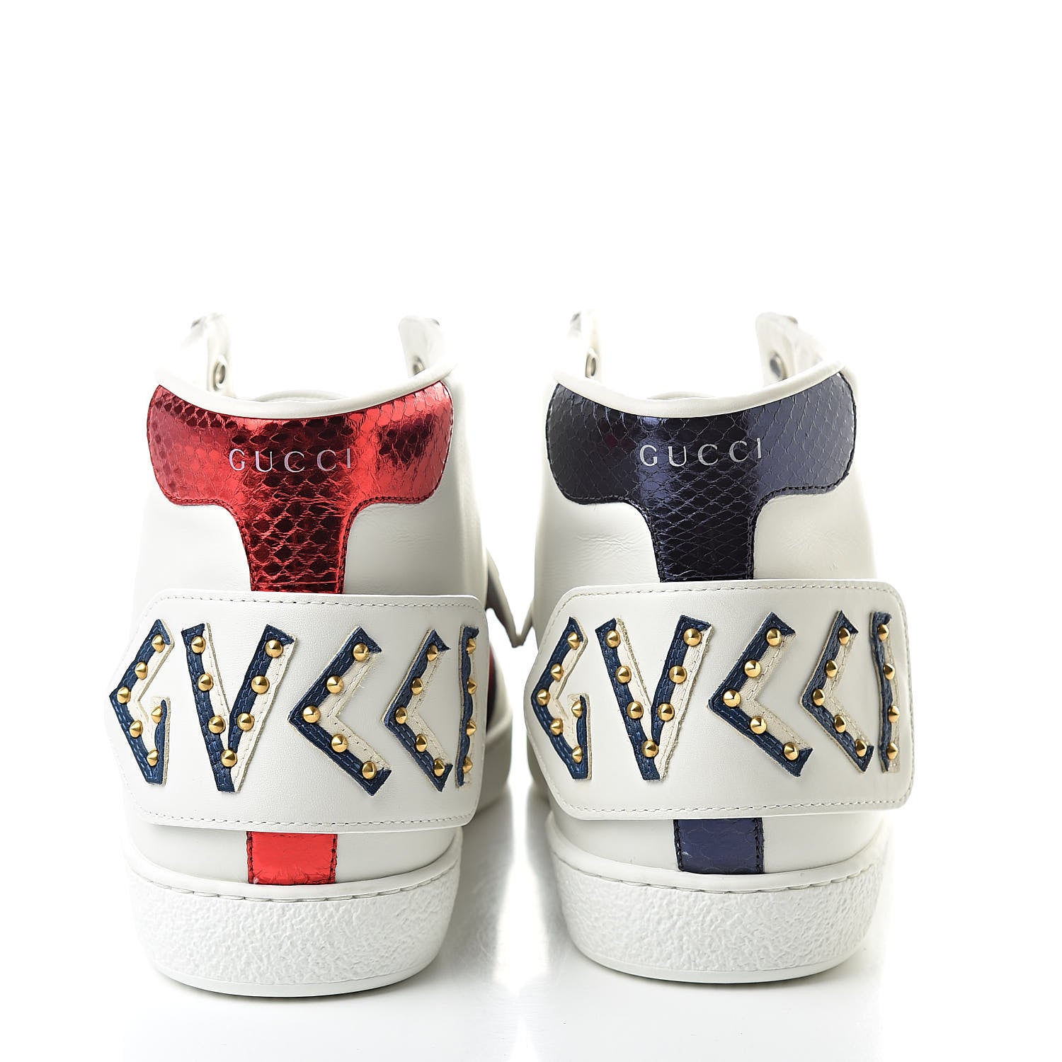 Gucci Calfskin Ayers Embroidered Web Mens Ace Removable Patches High Top Sneakers 9 White 6 of 8