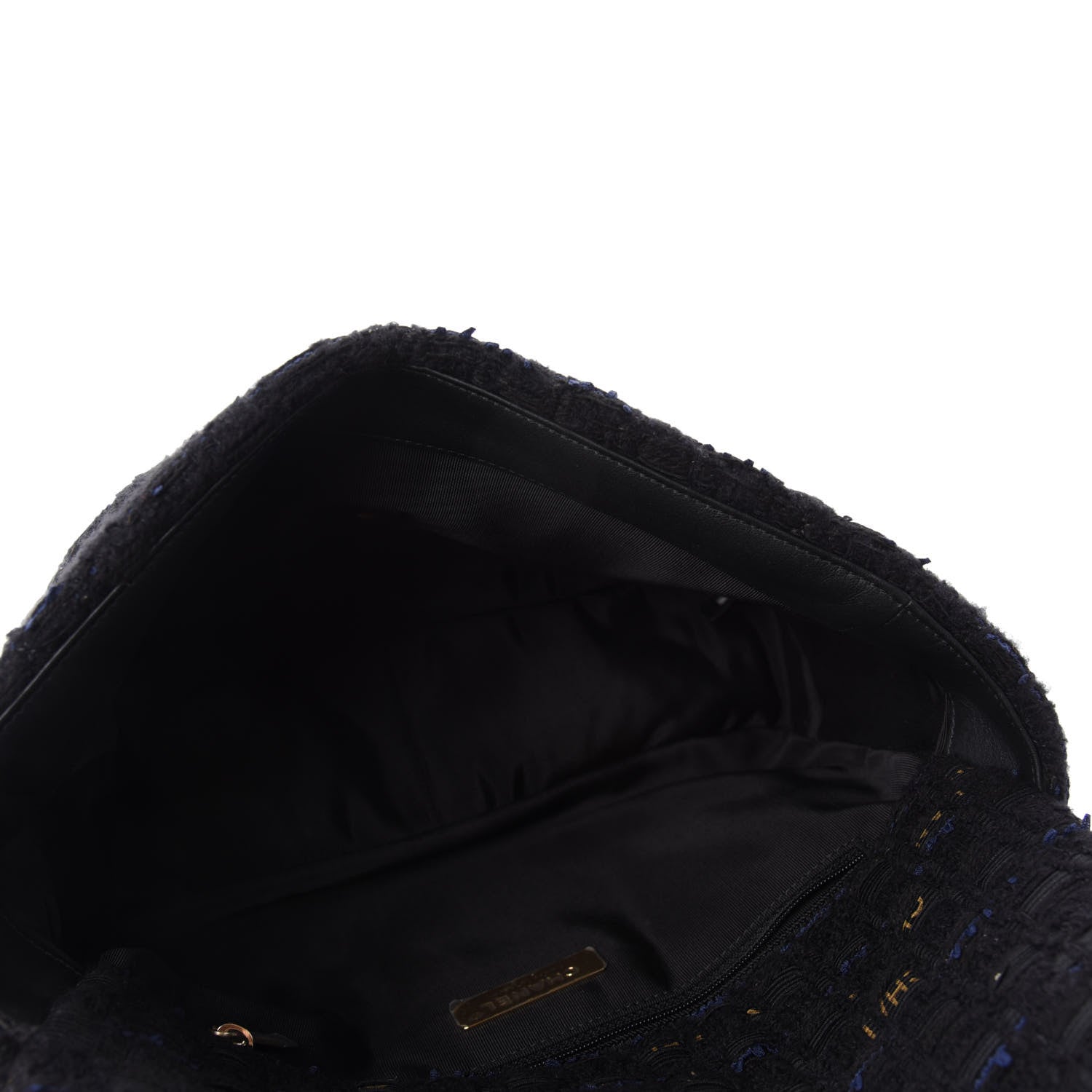 Chanel Tweed Quilted Large Chanel 19 Flap Black Navy Gold 5 of 10