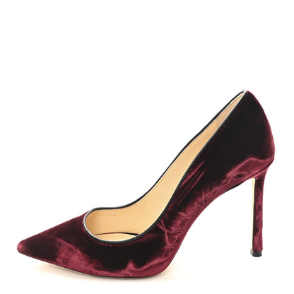 Jimmy Choo Velvet Romy 100 Pumps 37.5 Bordeaux 1 of 9