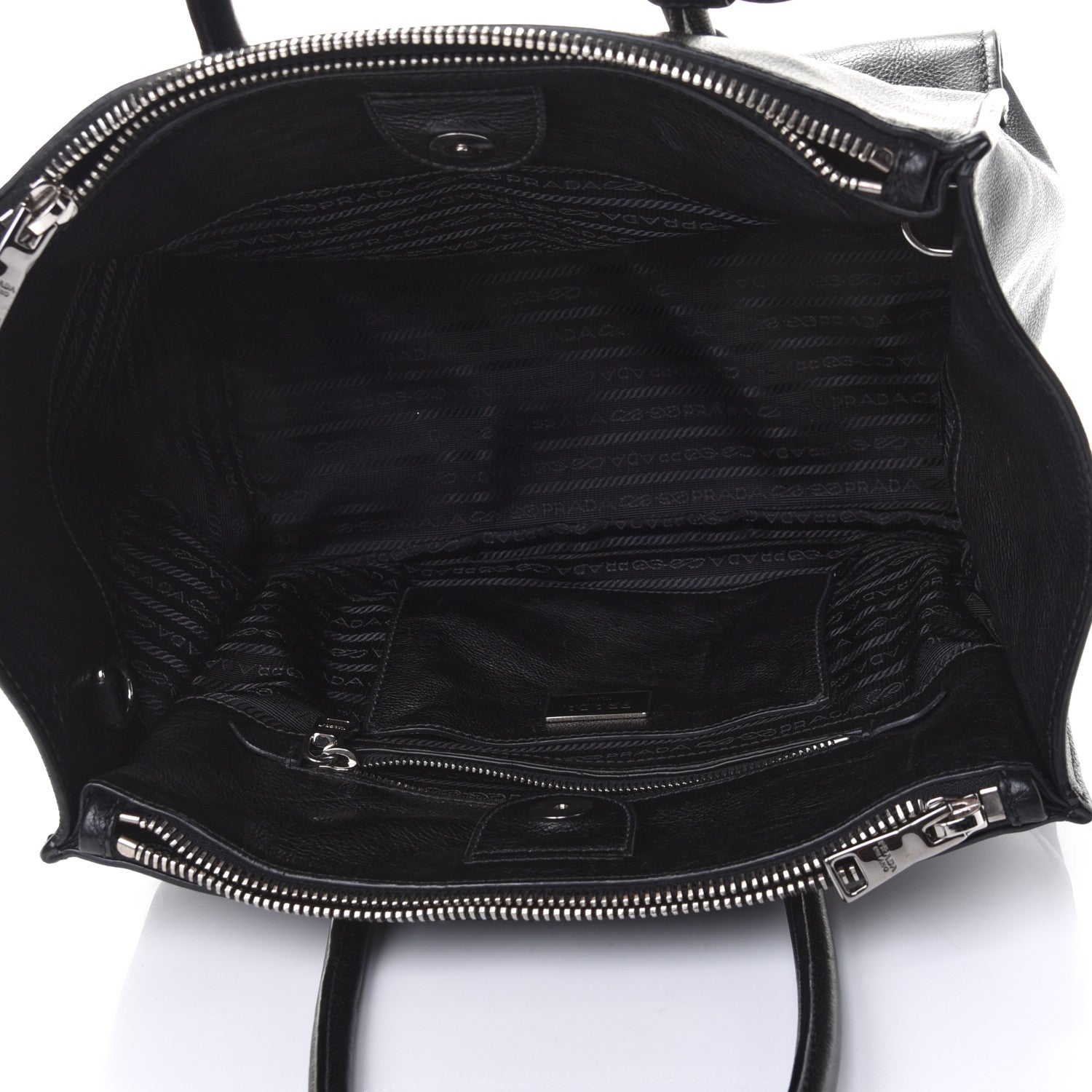 Prada Glace Calf Twin Pocket Tote Black 4 of 4