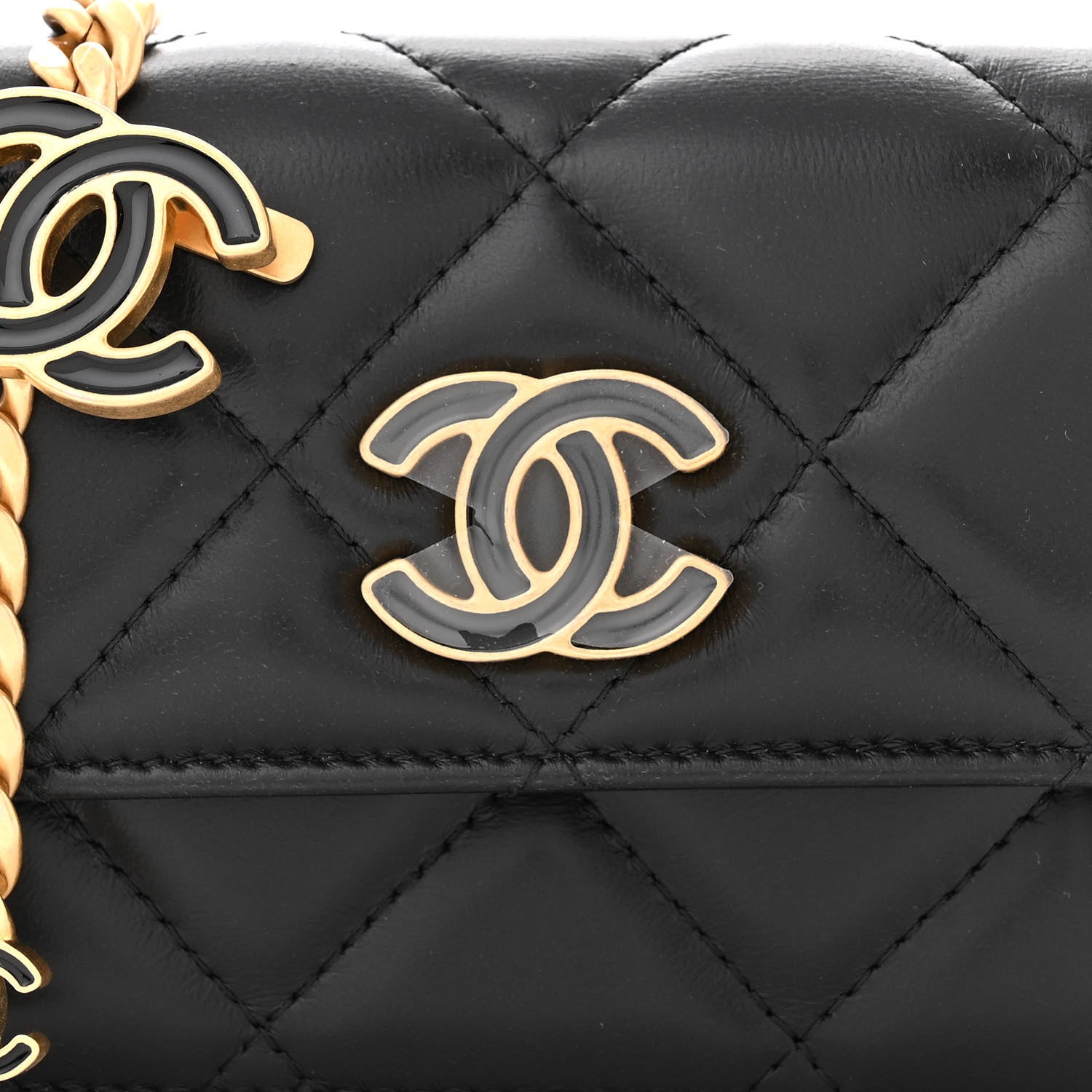 Chanel Lambskin Enamel Quilted Pending CC Flap Belt Bag Black 9 of 12