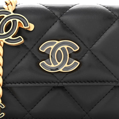 Chanel Lambskin Enamel Quilted Pending CC Flap Belt Bag Black 9 of 12
