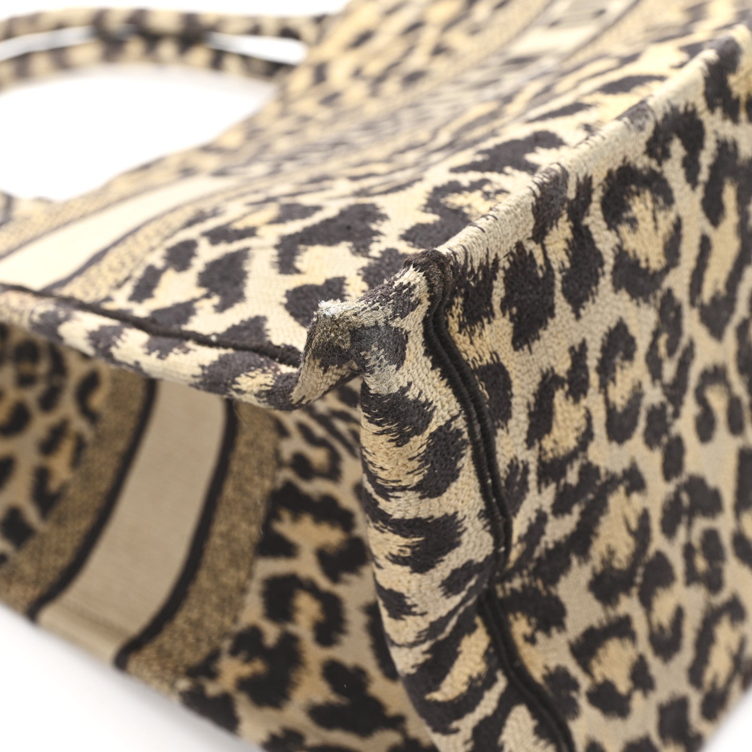 Christian Dior Canvas Mizza Embroidered Large Leopard Book Tote Beige 13 of 13