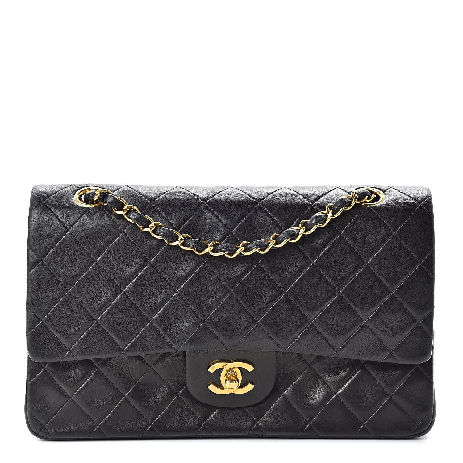 Chanel Lambskin Quilted Medium Double Flap Black 1 of 15