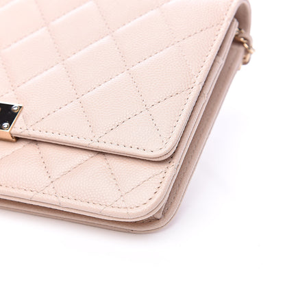 Chanel Caviar Quilted Golden Class Wallet On Chain WOC Light Beige 10 of 12