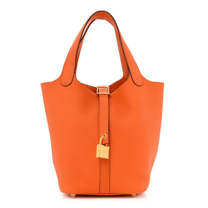 Hermes Taurillon Clemence Picotin Lock 18 PM Orange 1 of 11