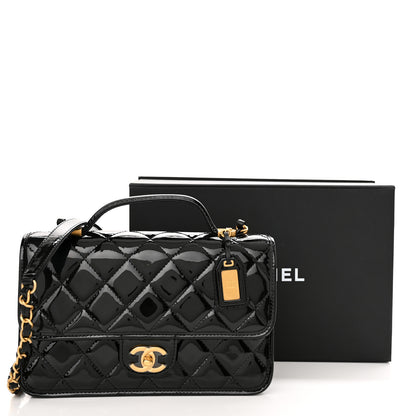 Chanel Patent Quilted Small School Memory Top Handle Flap Black 11 of 11