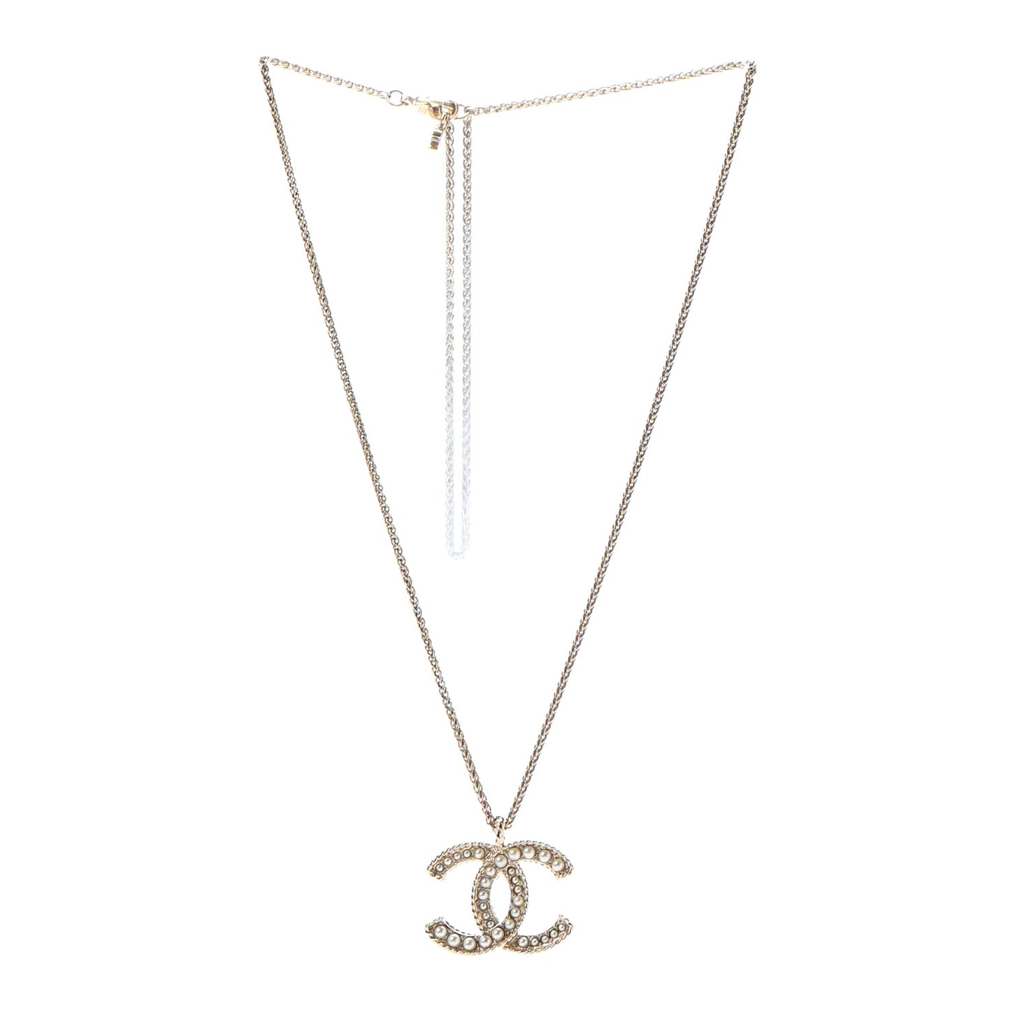 Pearl CC Pendant Necklace Gold