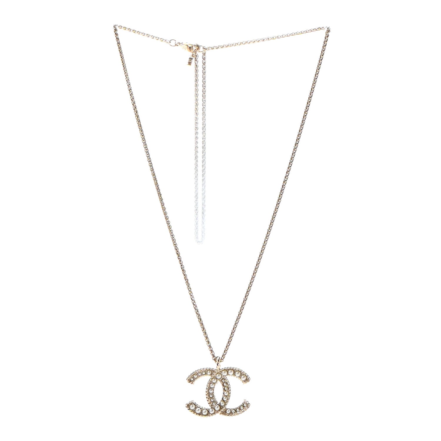 Chanel Pearl CC Pendant Necklace Gold 3 of 5