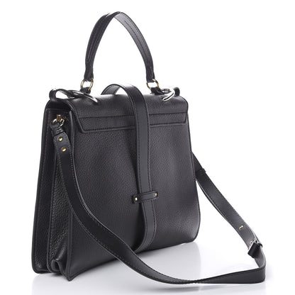 Chloe Grained Deerskin Shiny Calfskin Large Aby Day Shoulder Bag Black 3 of 15