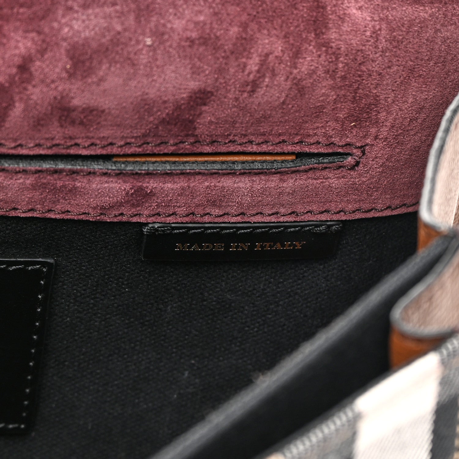 Burberry Derby Calfskin House Check Small Macken Crossbody Bag Tan 7 of 15