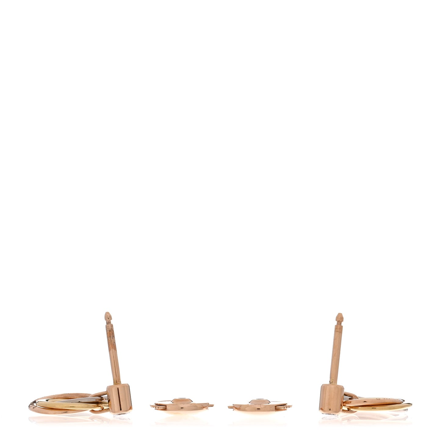 18K Pink Yellow White Gold Diamond Trinity Drop Earrings