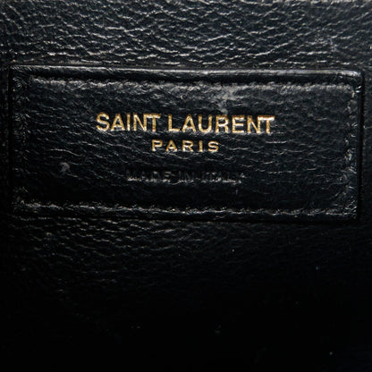 Saint Laurent Grain De Poudre Textured Mixed Matelasse Triquilt Medium Monogram Satchel Black 7 of 11