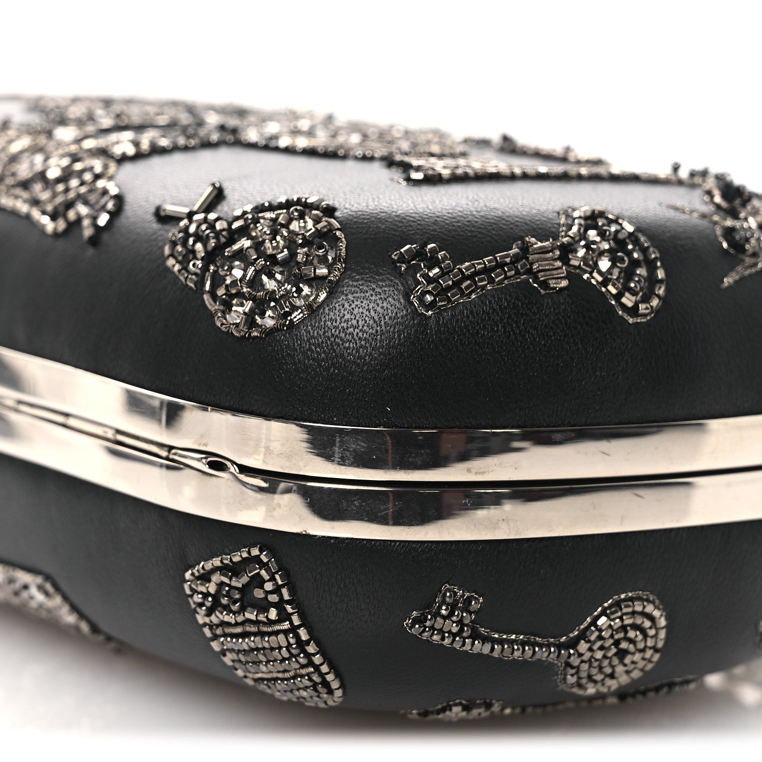 Alexander McQueen Nappa Crystal Embroidered Mushroom Box Clutch Black 10 of 10