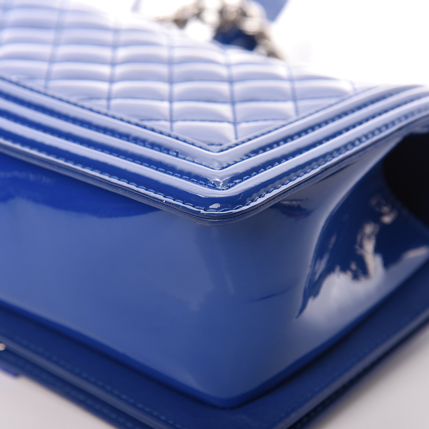 Chanel Patent Calfskin Quilted Medium Plexiglass Boy Flap Blue 11 of 15
