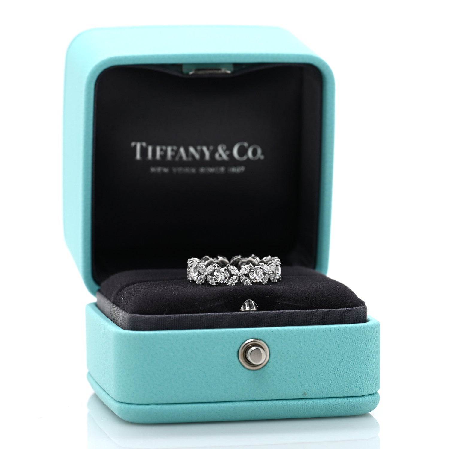 Tiffany Platinum Diamond Victoria Alternating Band Ring 51 5.75 5 of 5